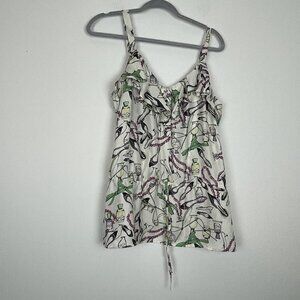 Lauren Conrad Fashion Neck Ruffle Tank Top peplum waist cinch Size Med Novelty